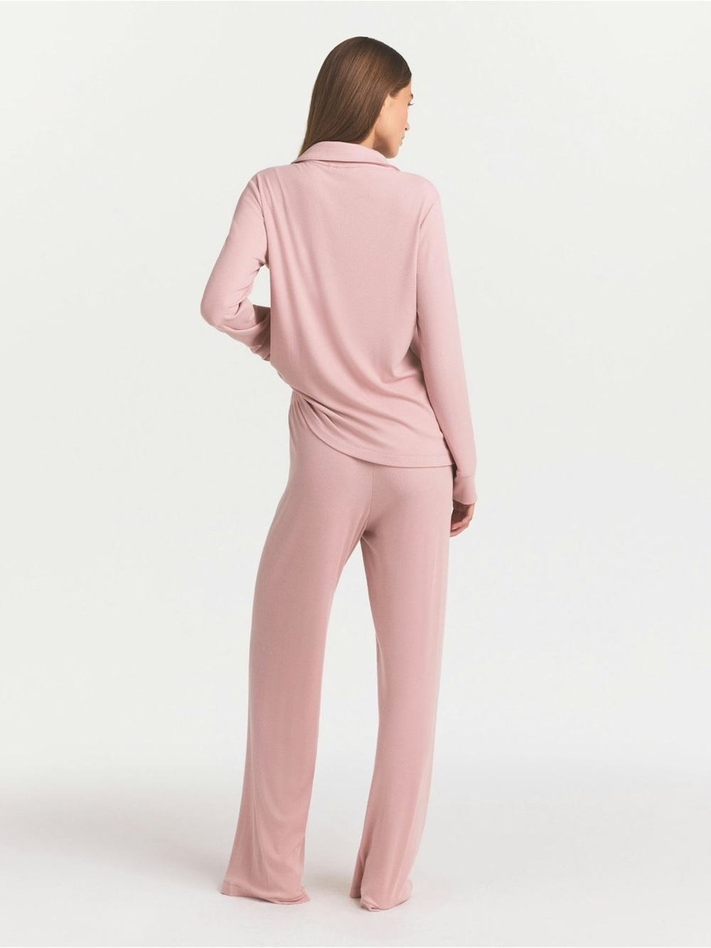 SKIMS Long-Sleeve Button Pajama Set — Dusty Rose - Picture 3 of 13